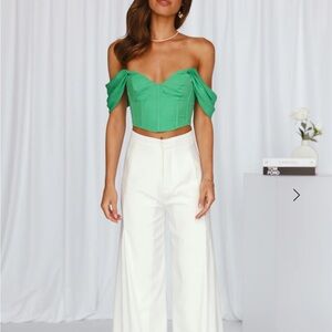 Hello Molly Green Print Crop Top